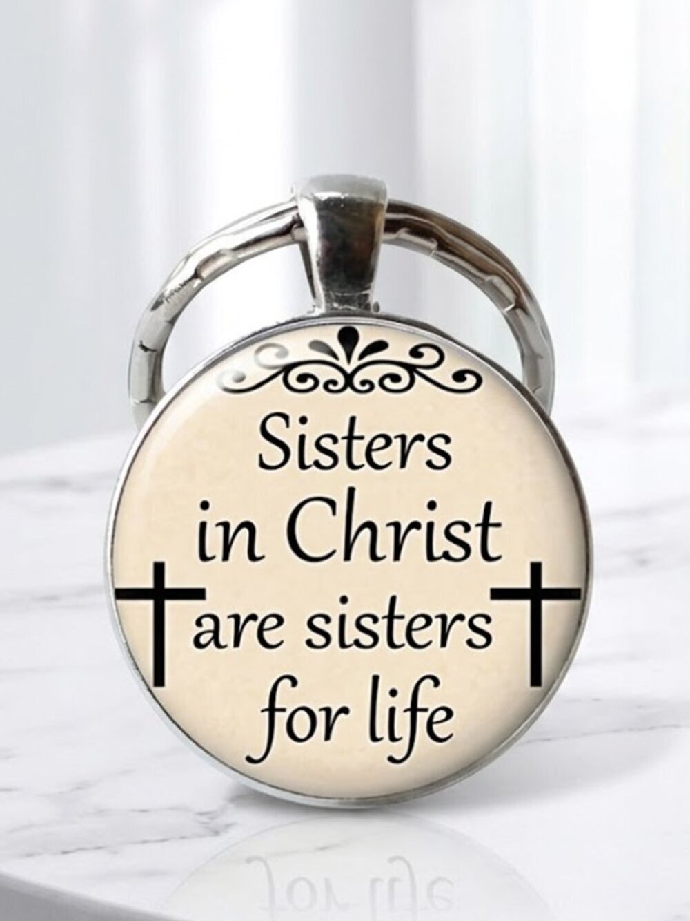 Sisters in Christ are Sisters for Life Religious Keychain